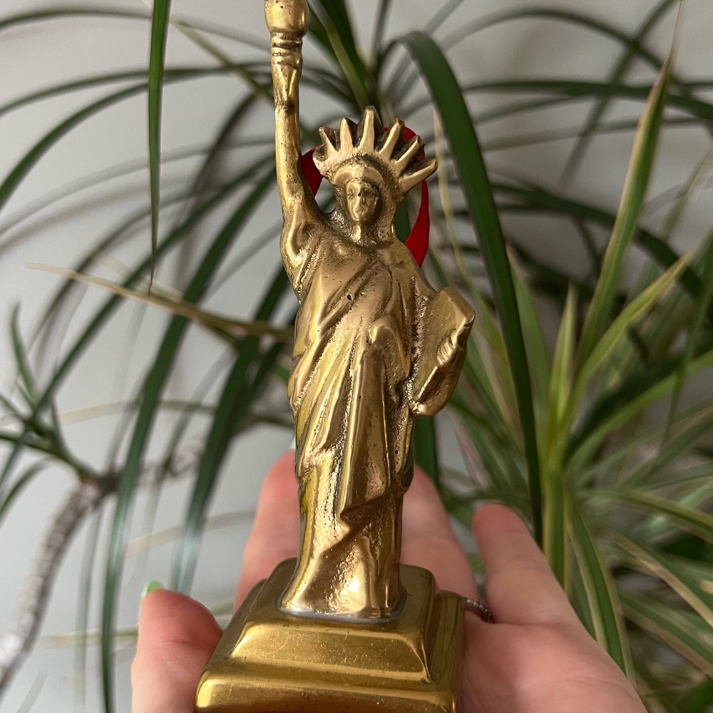 Vintage restoration hardware brass Statue of Liberty Christmas ornament